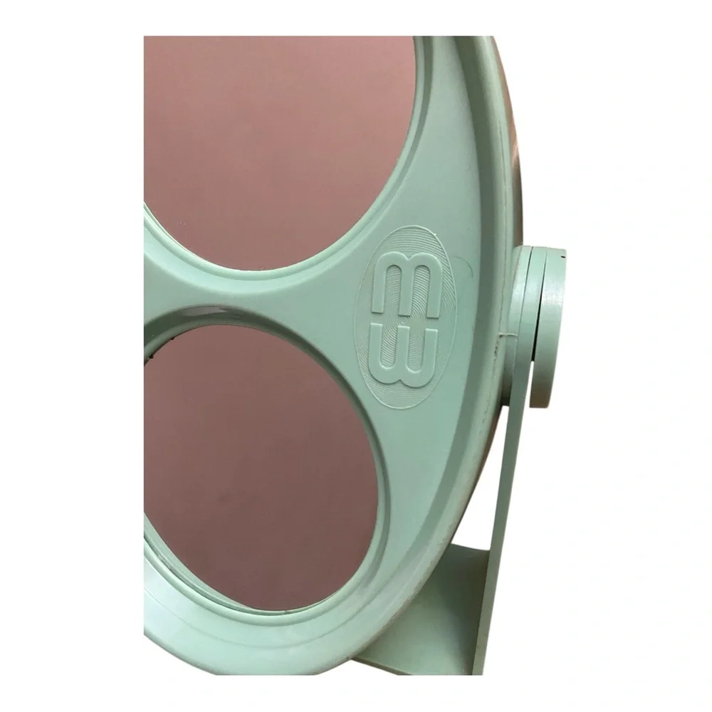 Vintage MCM Molded Mint Green Double Sided Mirror Hard Plastic Vanity 60s